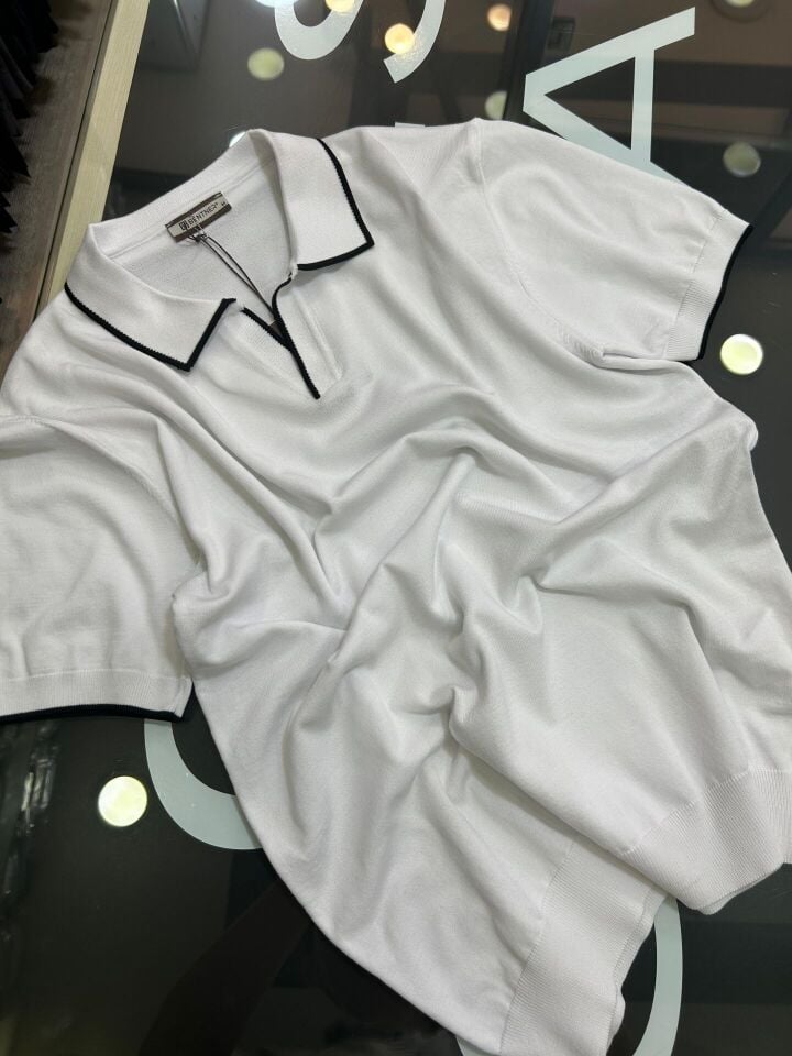 ERKEK BEYAZ POLO YAKA TRİKO TİŞÖRT