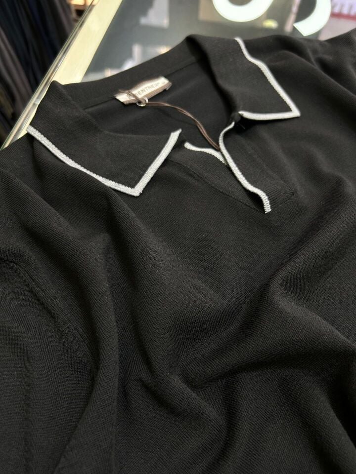 ERKEK SİYAH POLO YAKA TRİKO TİŞÖRT