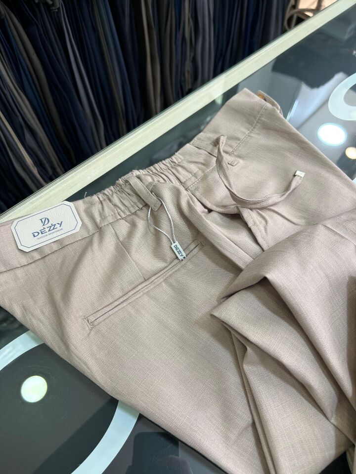 ERKEK BEJ SLİM FİT KETEN JOGGER PANTOLON