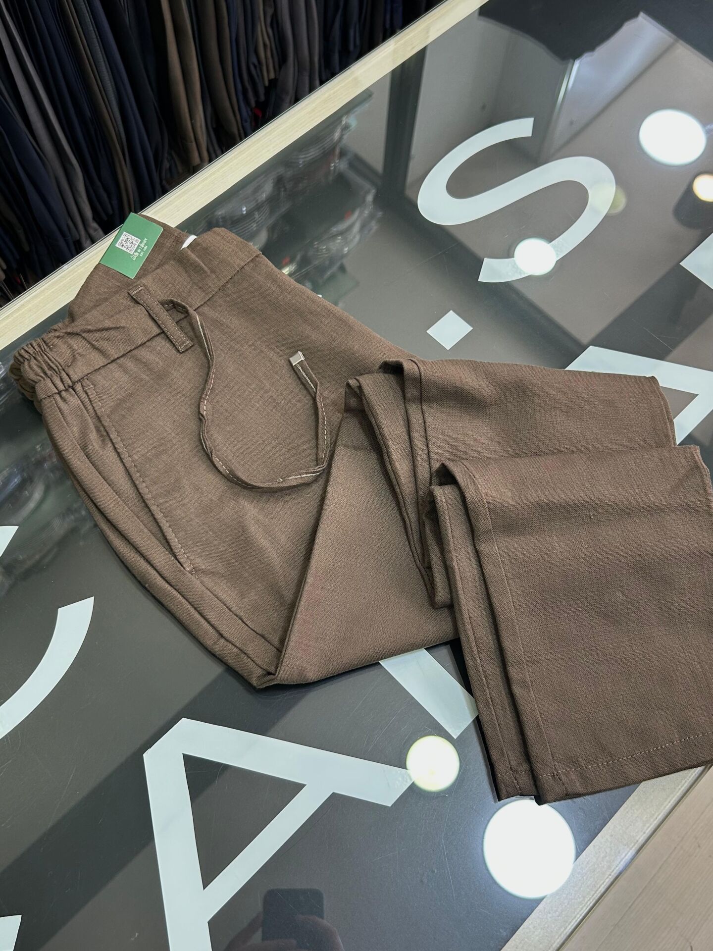 ERKEK KAHVERENGİ SLİM FİT KETEN JOGGER PANTOLON