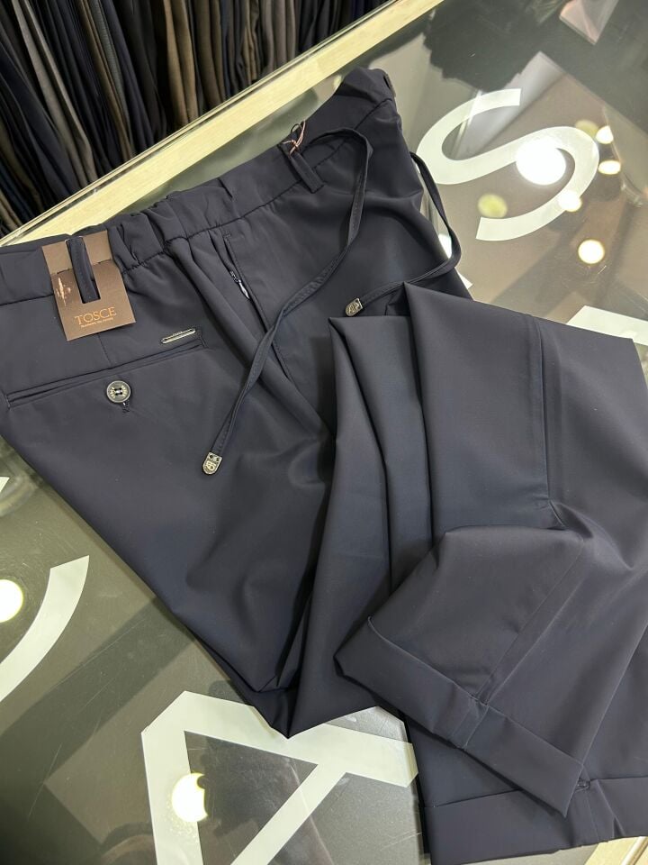ERKEK LACİVERT SPANDEX JOGGER PANTOLON