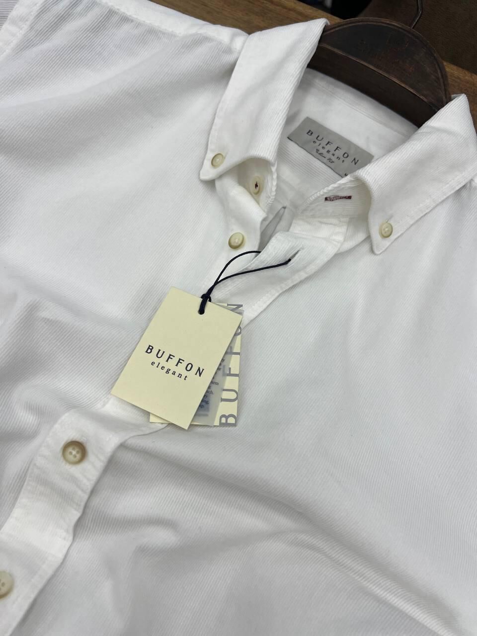 ERKEK BEYAZ MODERN FİT UZUN KOLLU KADİFE GÖMLEK