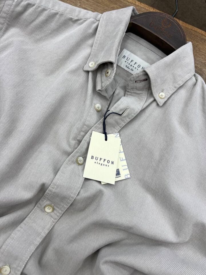 ERKEK TAŞ MODERN FİT UZUN KOLLU KADİFE GÖMLEK