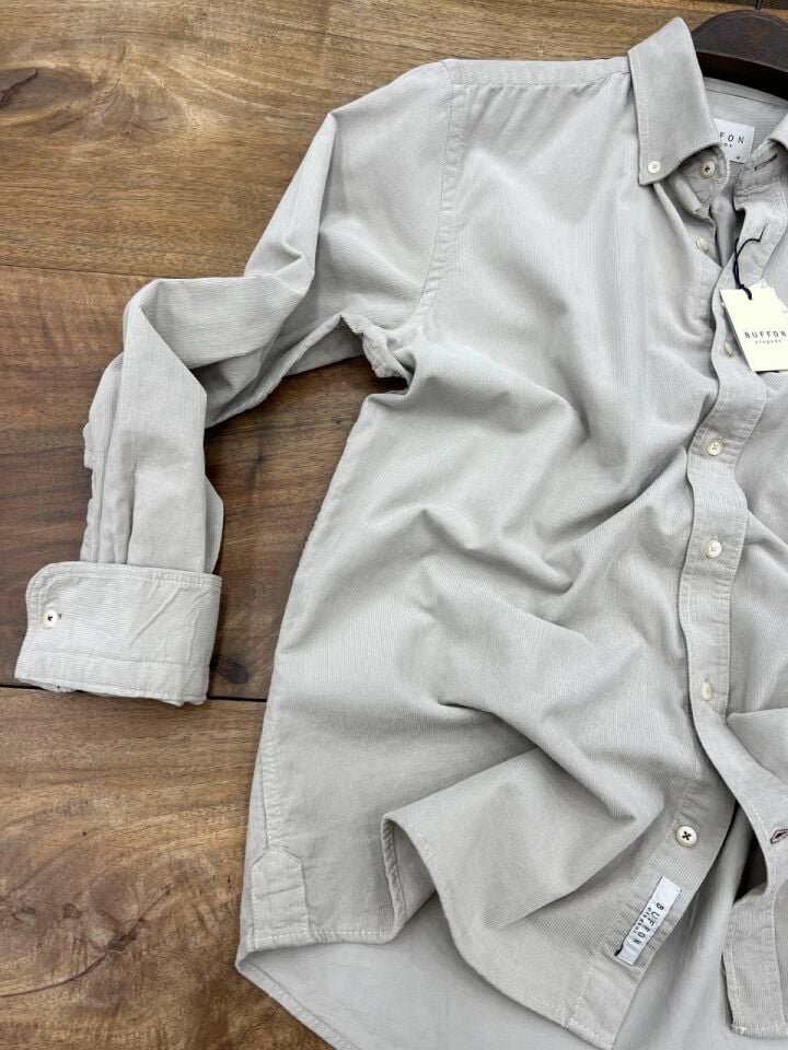 ERKEK TAŞ MODERN FİT UZUN KOLLU KADİFE GÖMLEK