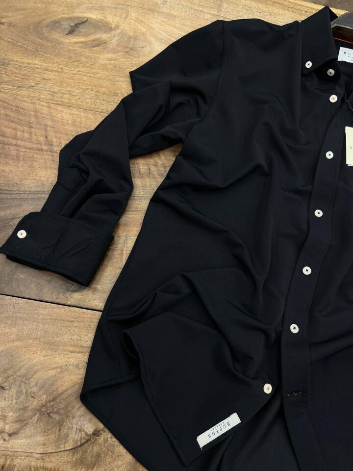 ERKEK SİYAH EN BOY ESNEK PERFORMANS GÖMLEK