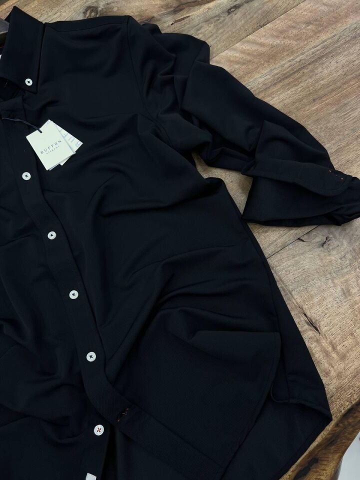 ERKEK SİYAH EN BOY ESNEK PERFORMANS GÖMLEK