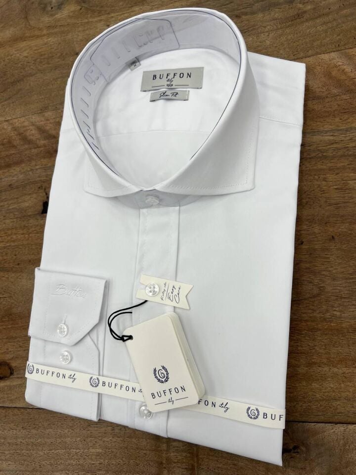 ERKEK BEYAZ NON-IRON EASY CARE LİKRALI GÖMLEK