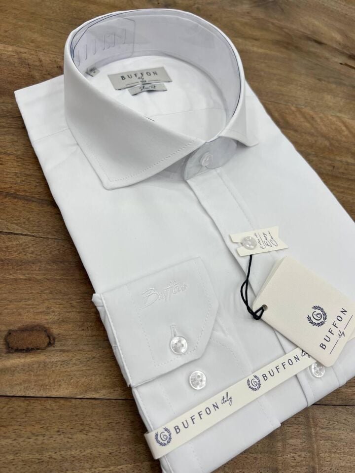 ERKEK BEYAZ NON-IRON EASY CARE LİKRALI GÖMLEK