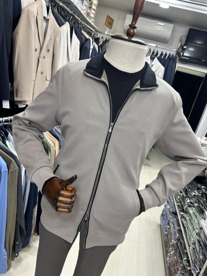 ERKEK BEJ ÇİFT FERMUAR KALIN HIRKA