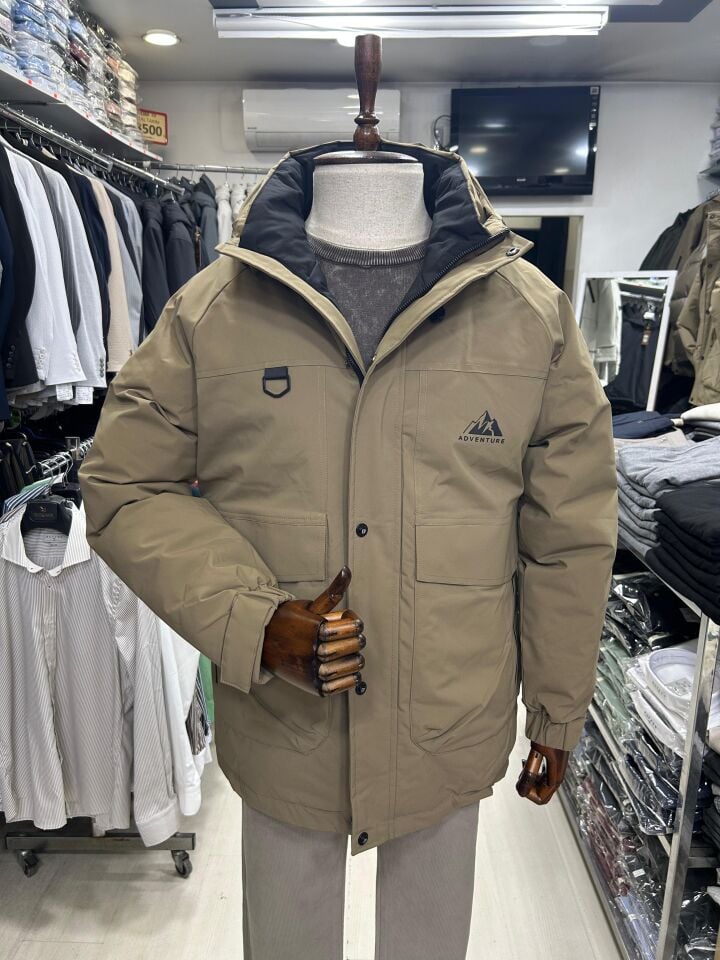 ERKEK TOPRAK KAPÜŞONLU SU GEÇİRMEZ TERMAL MONT