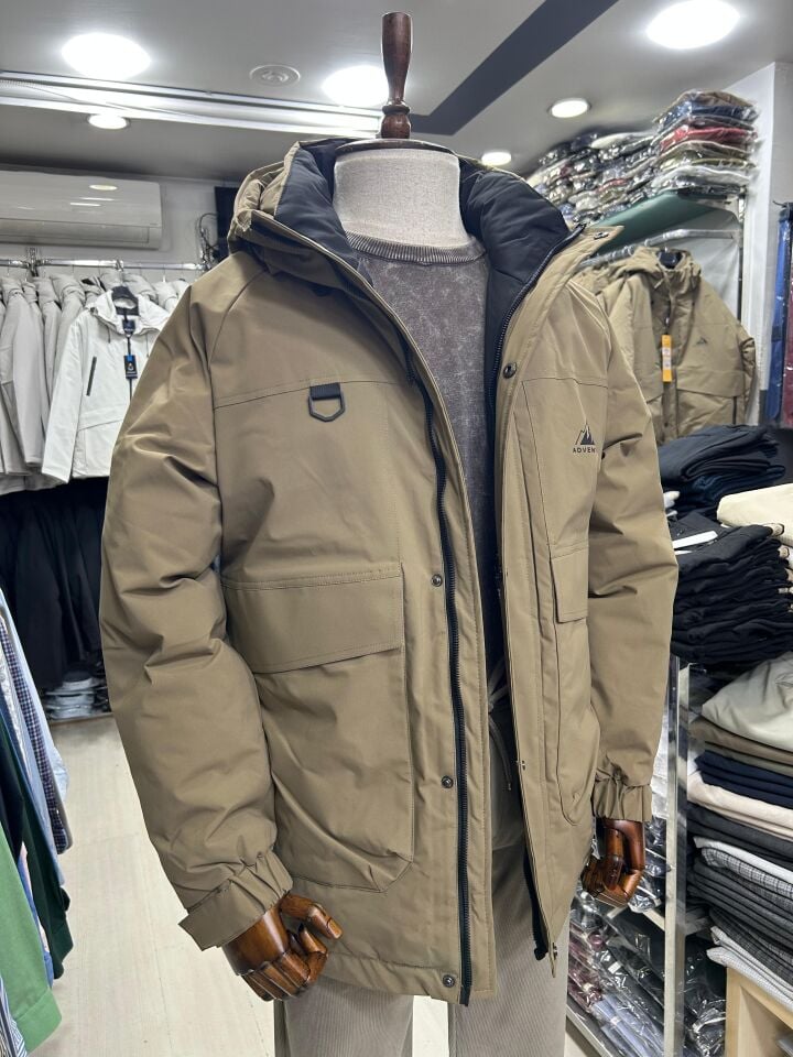 ERKEK TOPRAK KAPÜŞONLU SU GEÇİRMEZ TERMAL MONT