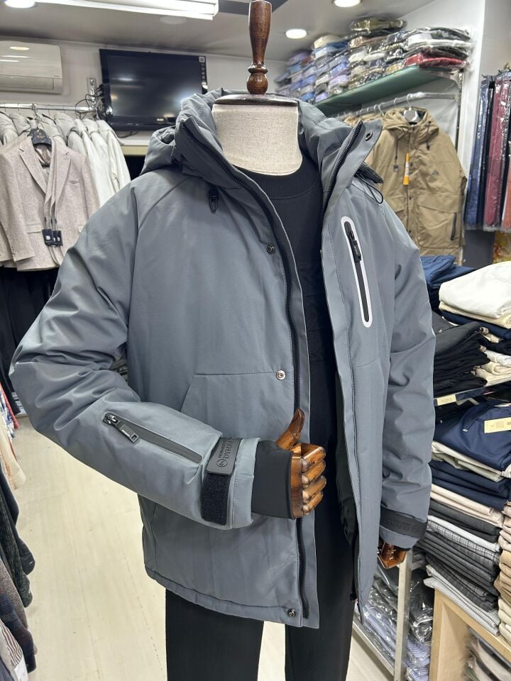 Erkek Su Geçirmez Rüzgar Geçirmez Termal Mont | Göğüs Cepli Termometre Panelli Kışlık Mont