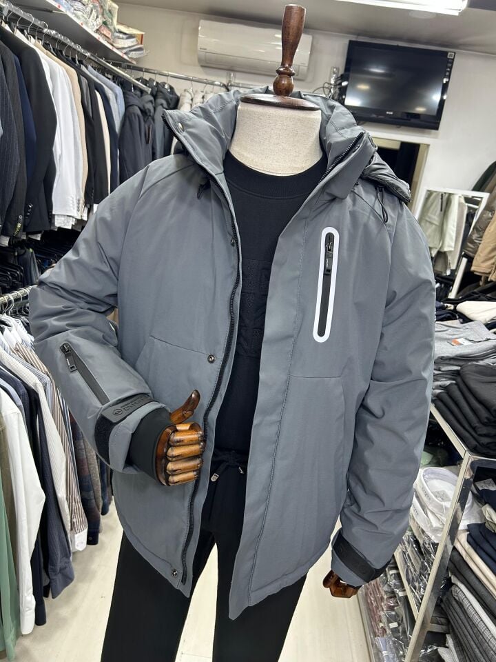 Erkek Su Geçirmez Rüzgar Geçirmez Termal Mont | Göğüs Cepli Termometre Panelli Kışlık Mont